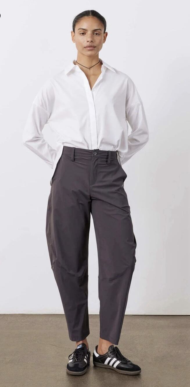 NEW Ruti The Wide-Ish Pants 2•Graphite Grey LooseBarrel Ankle Work Pull On $279